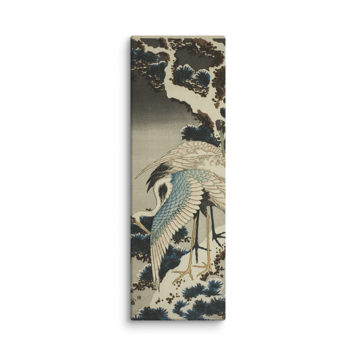 Katsushika Hokusai, Cranes on snow covered pine, 1834, Canvas