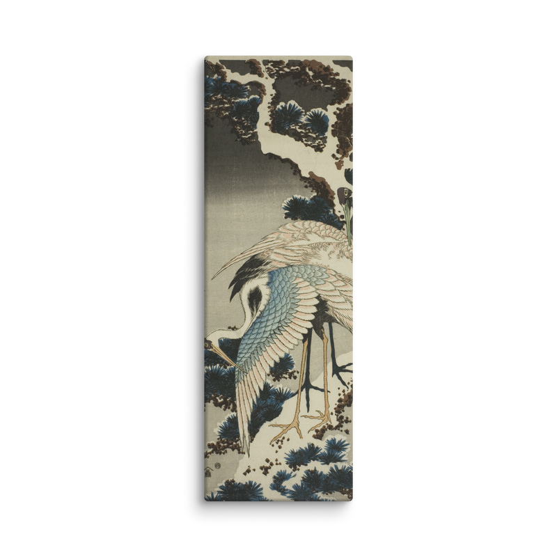 Katsushika Hokusai, Cranes on snow covered pine, 1834, Canvas