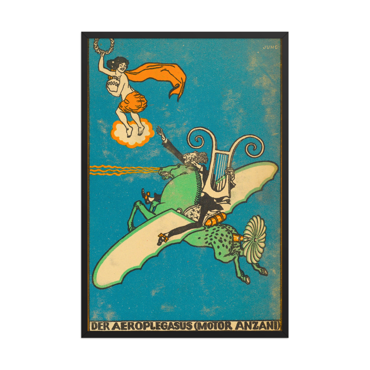Moriz Jung, The Aeroplegasus, 1911, Framed